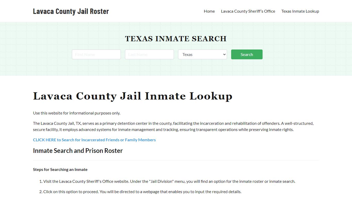 Lavaca County Jail Roster Lookup, TX, Inmate Search