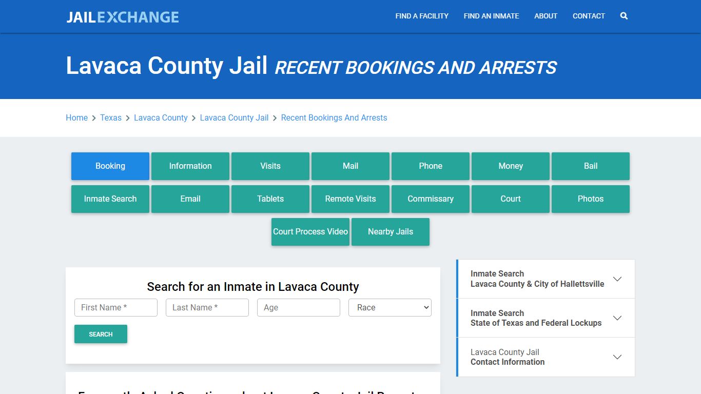 Lavaca County Jail Recent Bookings And Arrests - Jail Exchange